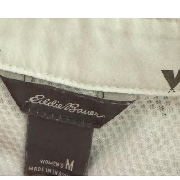 Eddie Bauer White TeePee Medium Button Front Short Sleeve Shirt Poly Nylon - Picture 3 of 8